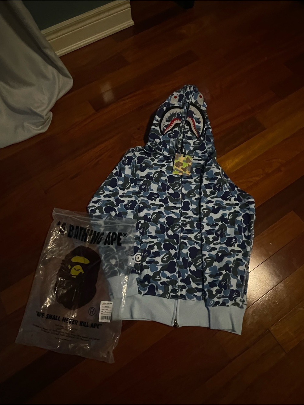 BAPE Medium Blue Camo Shark Hoodie